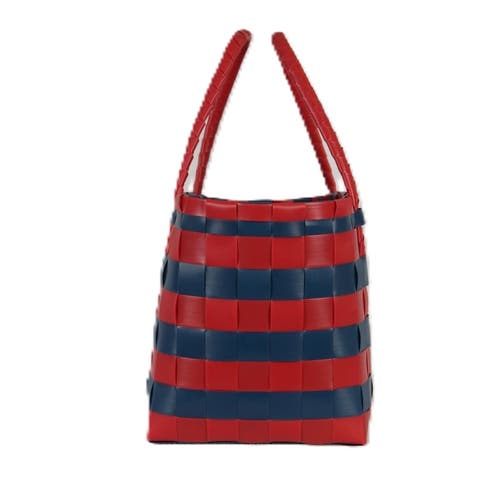 Handed By Paris Spirit Recycled Tote Bags In Ocean Blue/chili Red