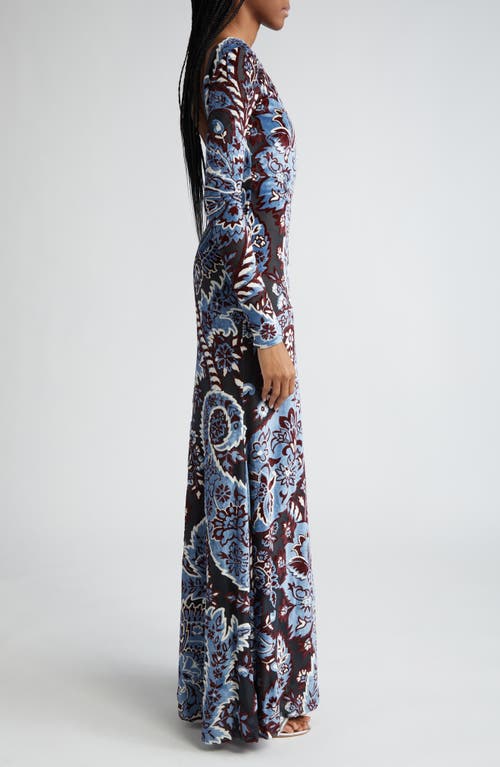 Shop Etro Long Sleeve Tulle & Velvet Maxi Dress In S9880