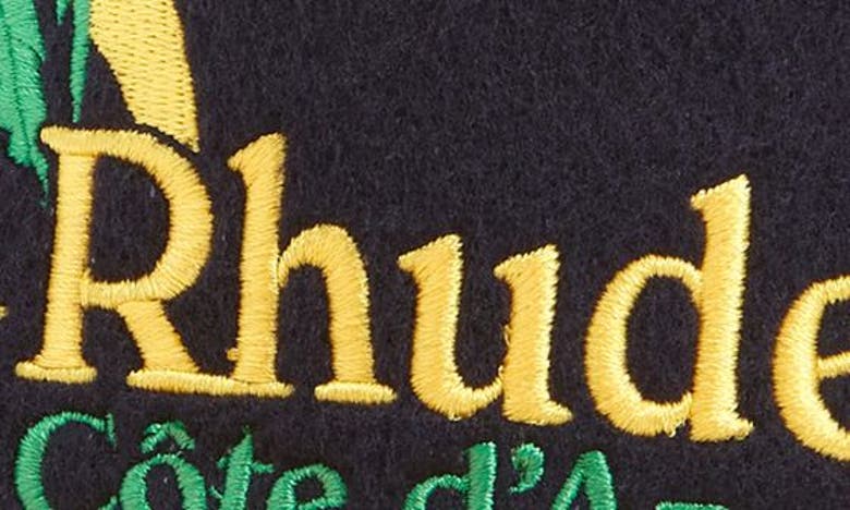 Shop Rhude Azure Coast Snapback Wool Blend Baseball Cap In Navy/ Yellow