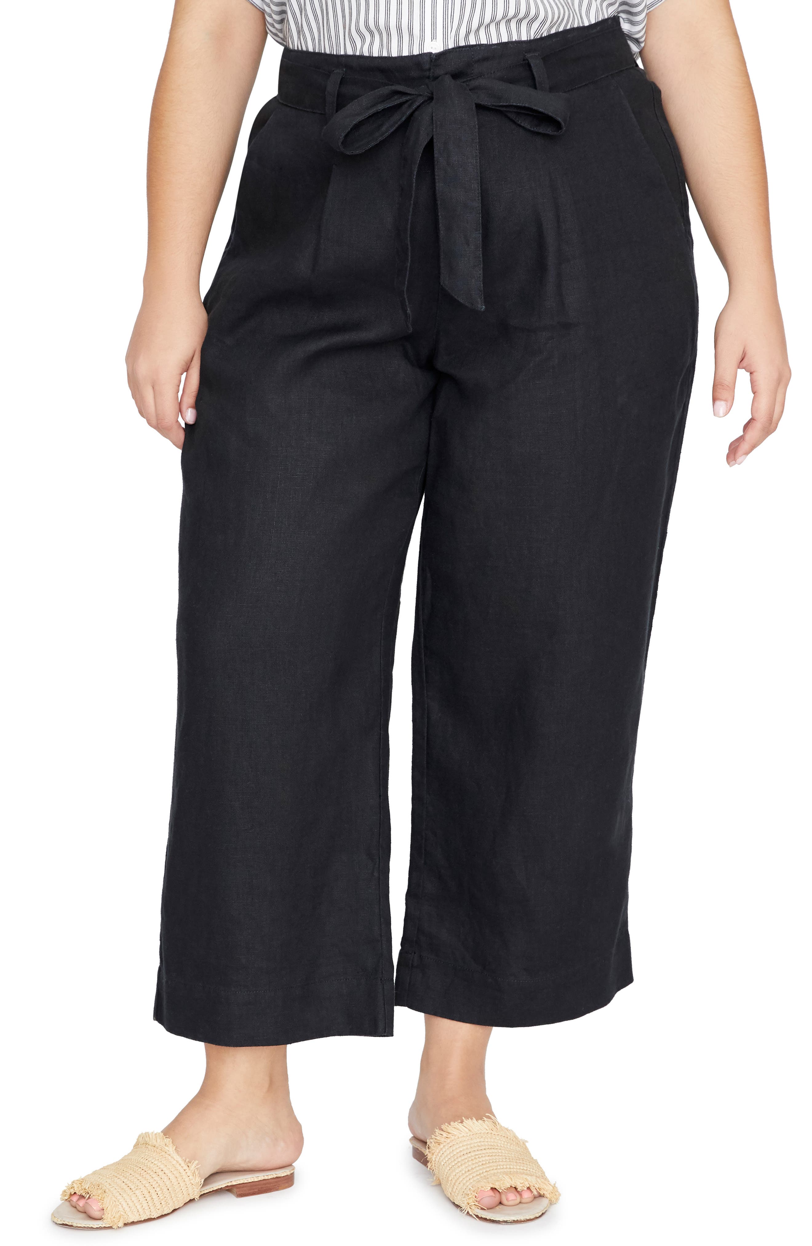 Sanctuary Inland Tie Waist Linen Pants Plus Size Nordstrom