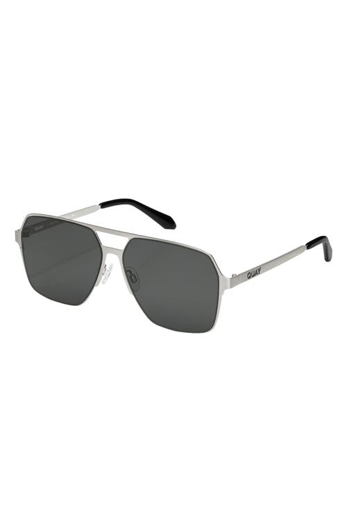 Shop Quay Backstage Pass 52mm Aviator Sunglasses In Silver/smoke Polarized