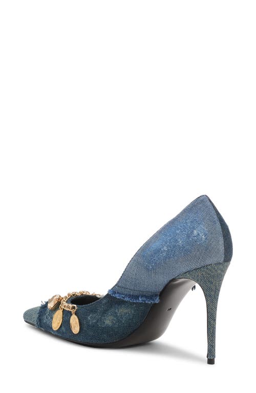 Shop Dolce & Gabbana Dolce&gabbana Charm Embellished Pointed Toe Pump In Blue