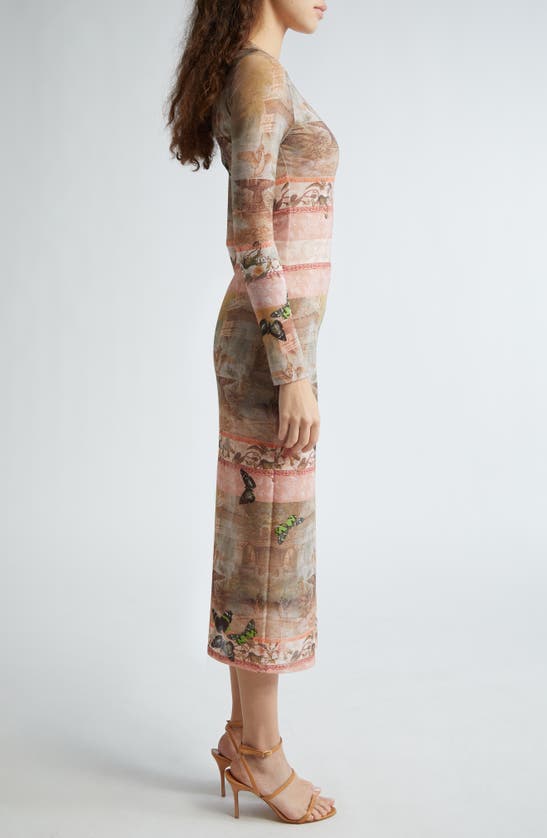 Shop Alice And Olivia Delora Print Long Sleeve Midi Dress In Versailles