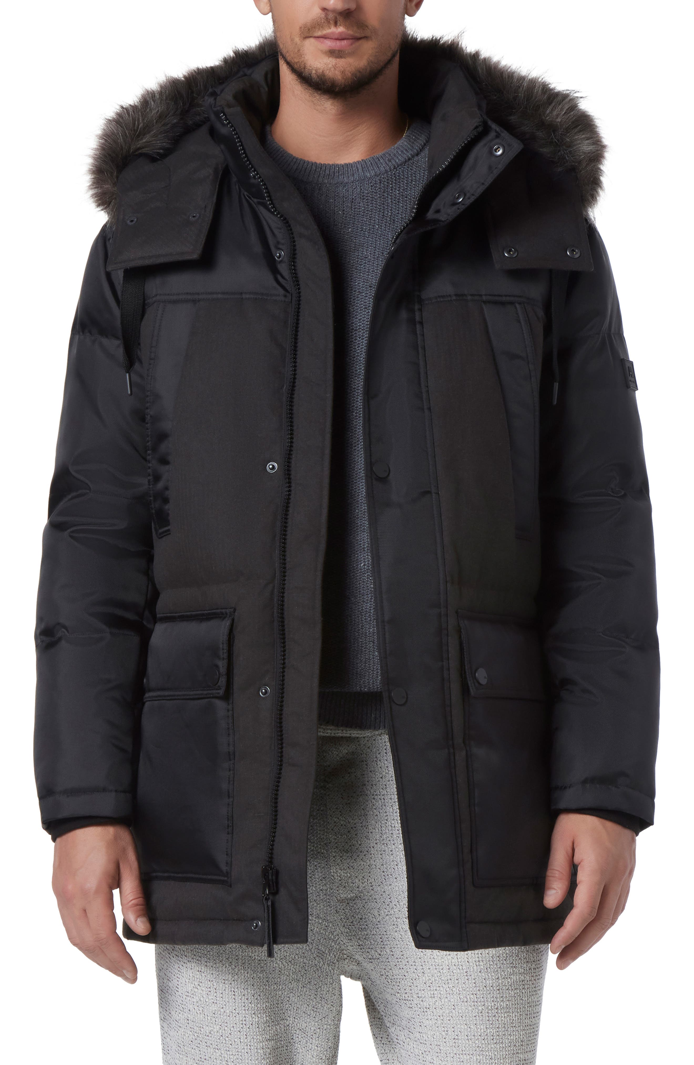 men's genuine fur puffer jackets with hood