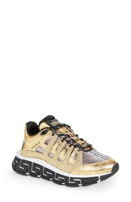 Versace Trigreca Glitter Sneaker in Gold Multicolor