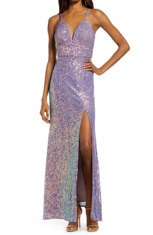 Sequin Embellished Gown in Rose/Lilac