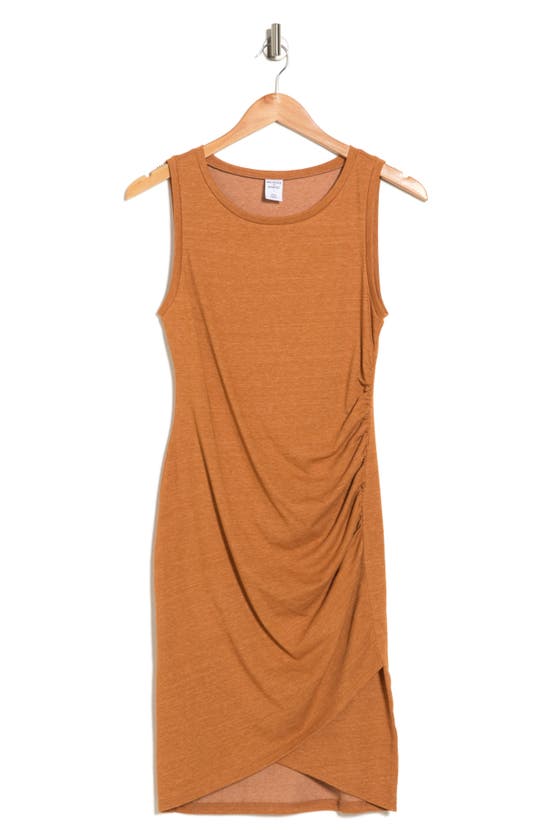 Melrose And Market Leith Ruched Body-con Sleeveless Dress In Rust Leather Heather