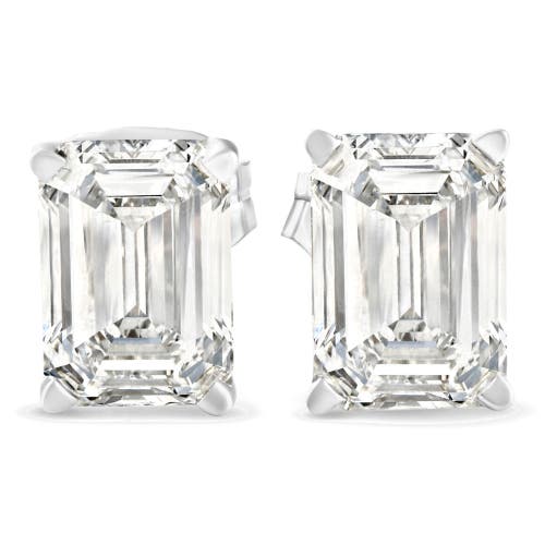 Shop Bliss Diamond 2ct Lab Grown Emerald Cut Diamond Studs 14k White Gold Earrings