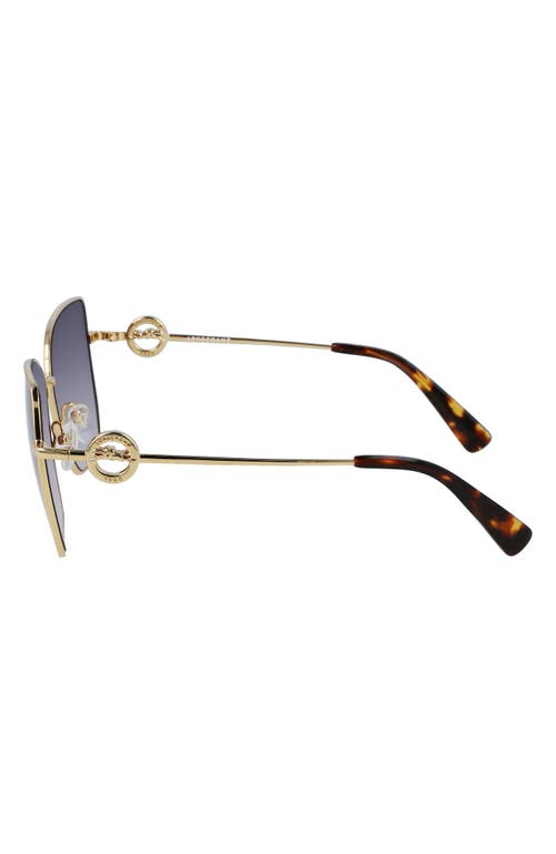 Longchamp 58mm Gradient Rectangular Sunglasses In Gold/gradient Smoke