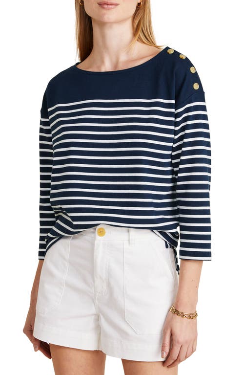Vineyard Vines Jamestown Stripe Organic Cotton T-shirt In H.stripe-navy/white
