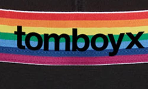 Tomboyx First Line Stretch Cotton Period Boyshorts In Black Rainbow Logo
