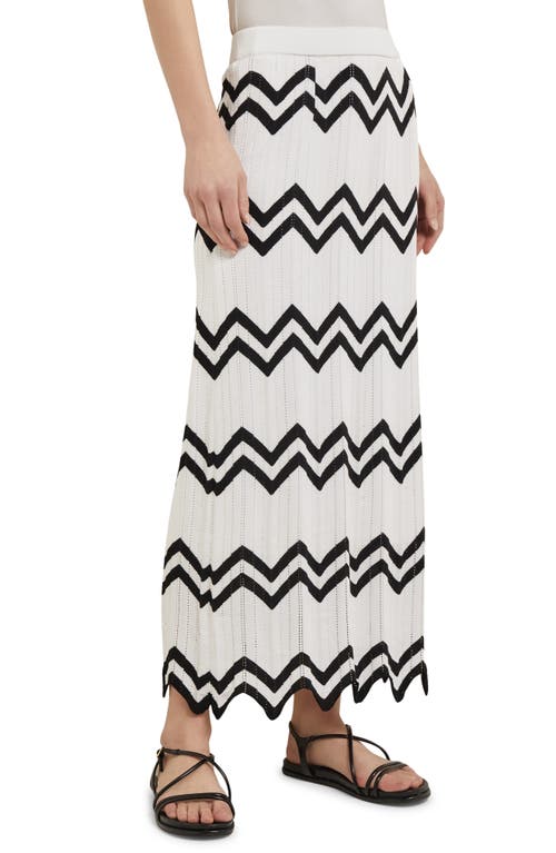 Shop Misook Chevron Hem Knit Skirt In N Ivory/black