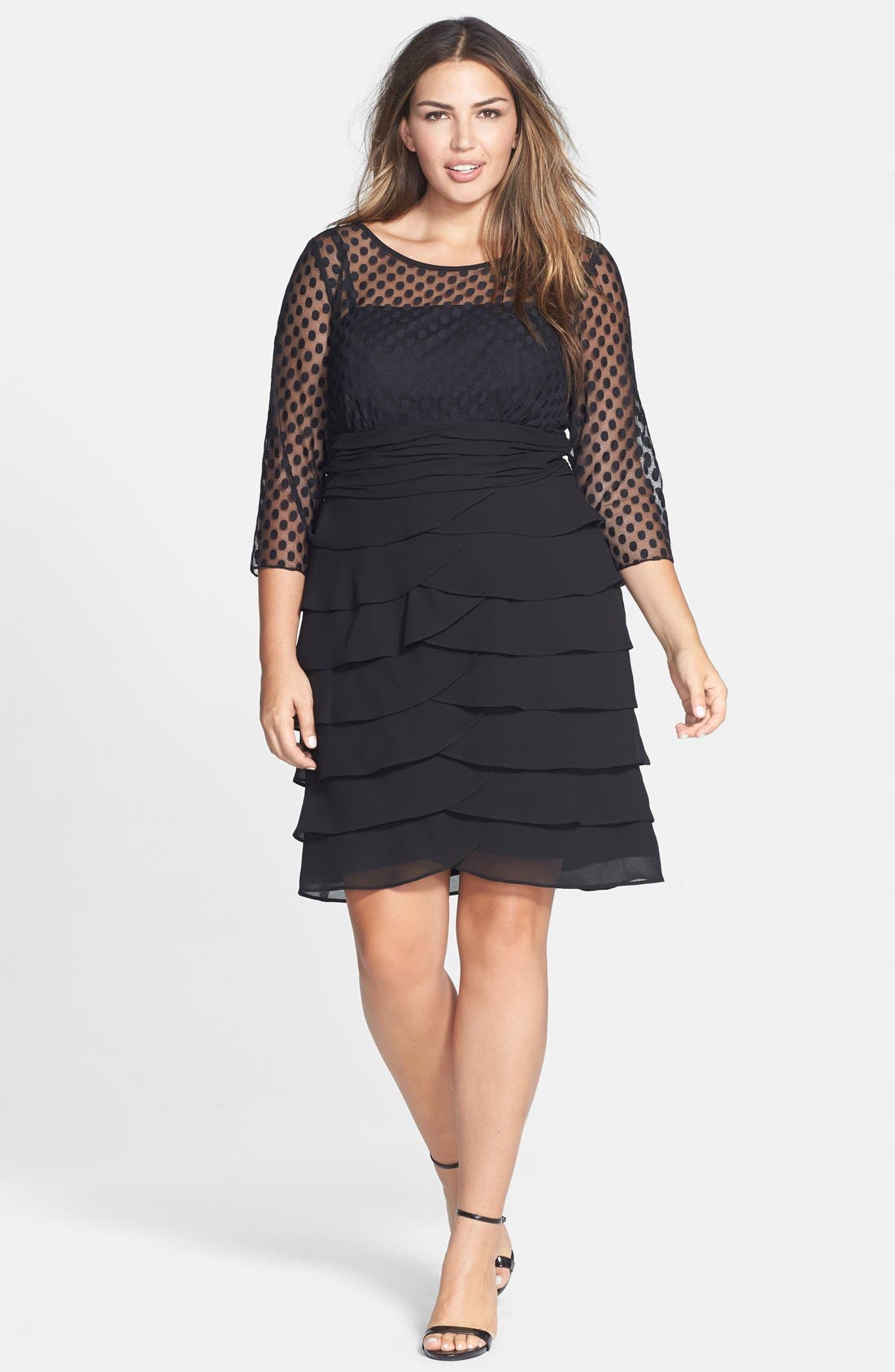 Jessica Howard Illusion Yoke Artichoke Pleat Dress (Plus Size) Nordstrom
