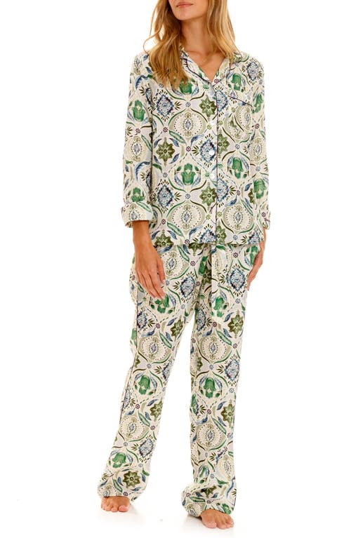 The Lazy Poet Emma Hamsa Blessing Linen Pajamas in Green