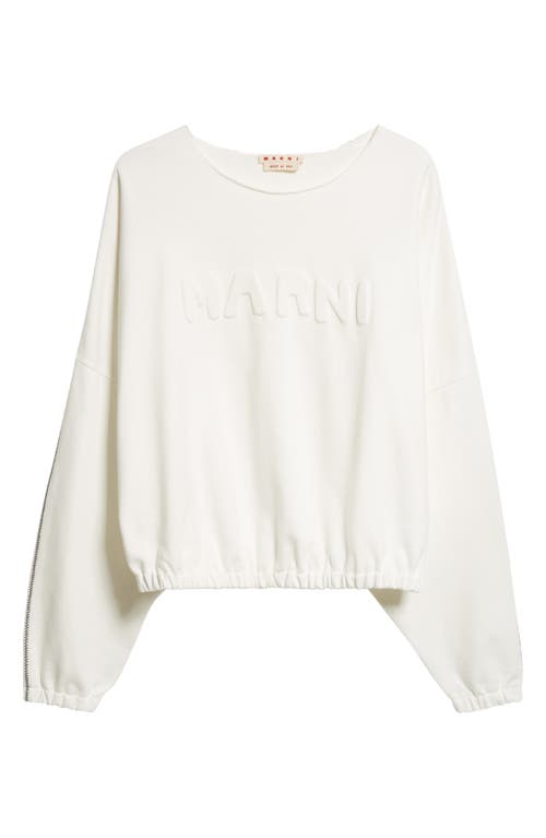 Shop Marni Logo Organic Cotton Sweatshirt In Natural White