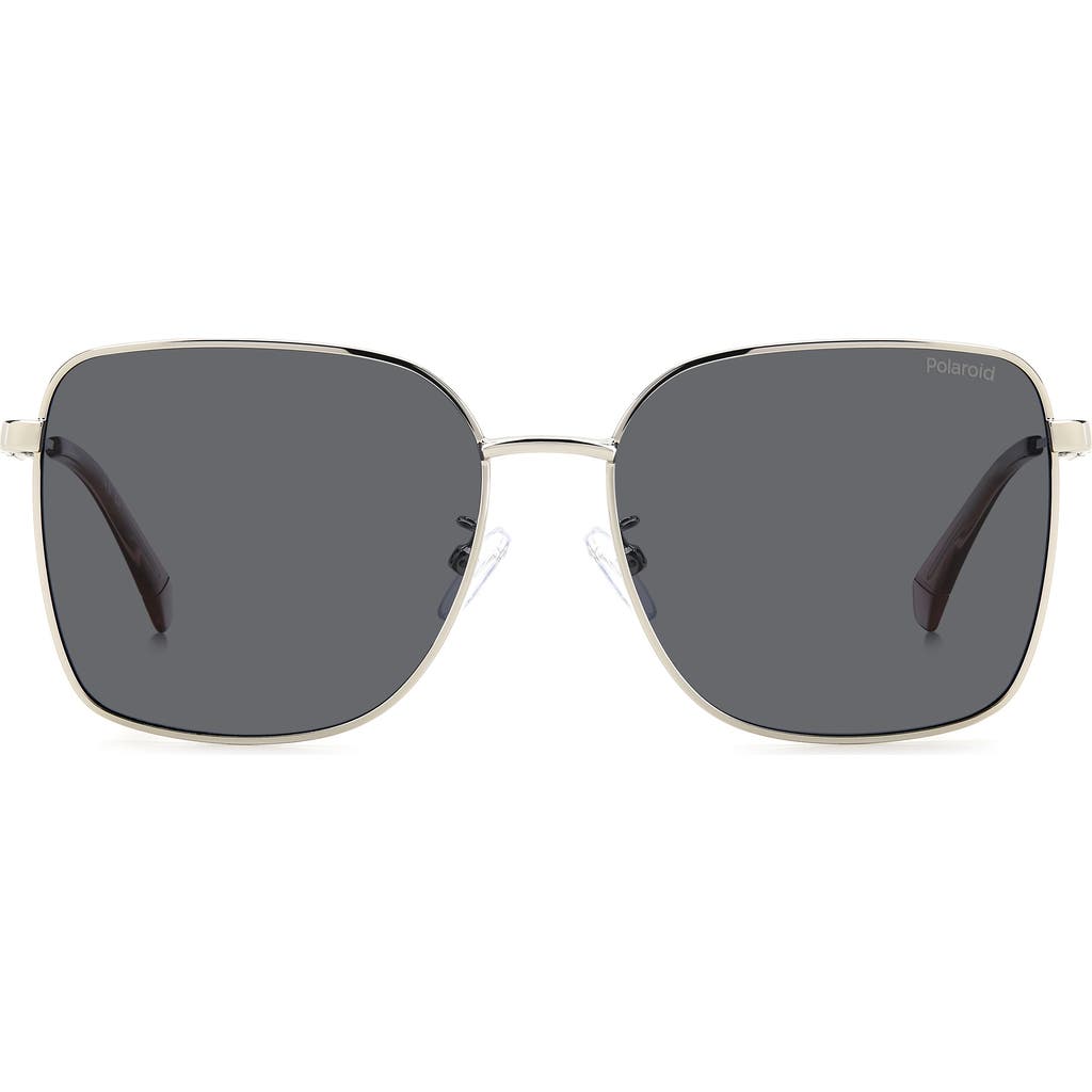 Polaroid 58mm Polarized Rectangular Sunglasses In Palladium/gray Polarized