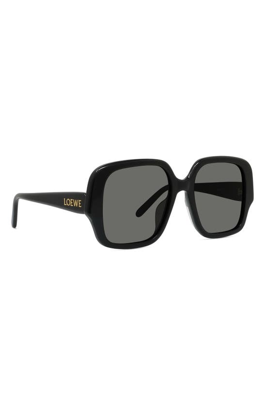 Shop Loewe Thin 54mm Square Sunglasses In Shiny Black / Smoke