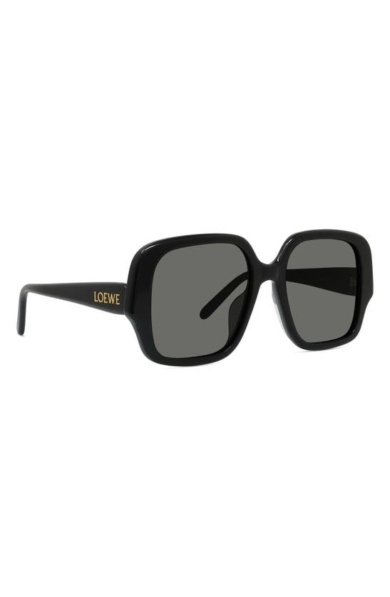 Loewe Thin 54mm Square Sunglasses In Shiny Black / Smoke