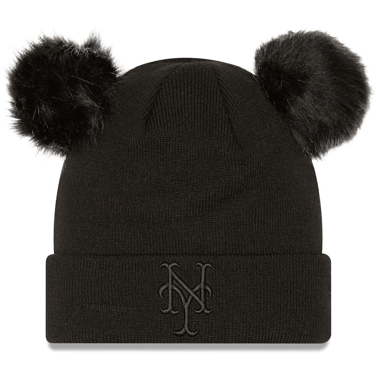 Mets Space Bun Cuffed Knit Hat 