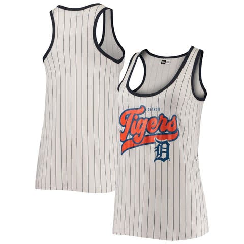 Women's New Era White Milwaukee Brewers Pinstripe Henley Racerback Tank Top