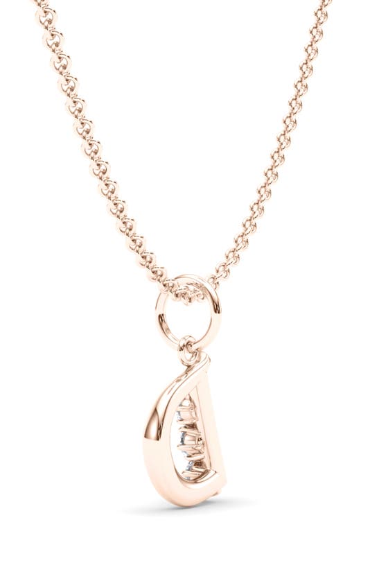 Shop Hautecarat Graduated Lab Created Diamond Initial Letter Pendant Necklace In D - 18k Rose Gold