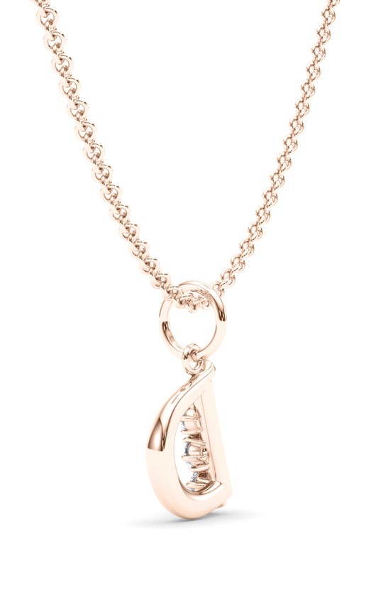 Hautecarat Graduated Lab-created Diamond Initial Letter Pendant Necklace In D - 18k Rose Gold