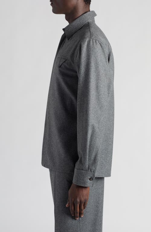 Bottega Veneta Regular Fit Lightweight Wool Flannel Button-up Shirt In Grey Melange
