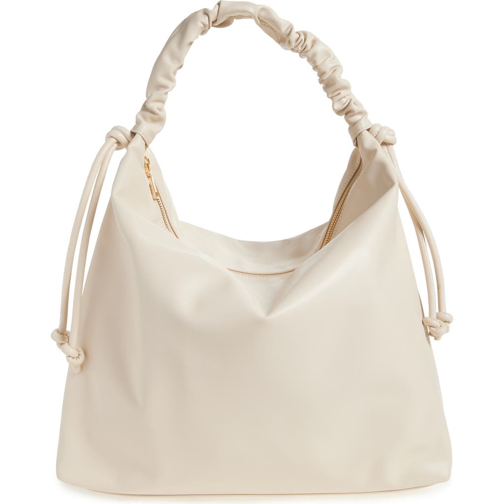 Urban Expressions Handbags Faux Leather Scrunch Handle Hobo Bag In Oatmilk