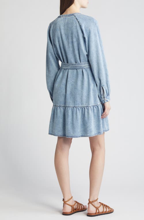Rails Lila Long Sleeve Belted Denim Dress In Faded Indigo