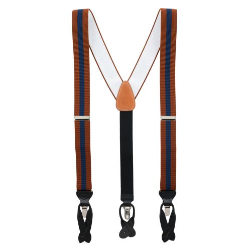 Trafalgar Big & Tall Oliver Stripe Convertible Suspenders In Rust