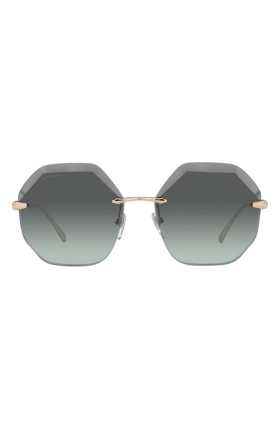 Bvlgari 59mm Gradient Irregular Sunglasses In Green Havana