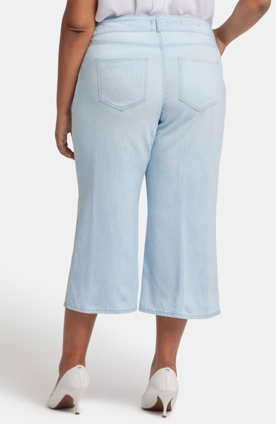 Shop Nydj Brigitte Frayed High Waist Wide Leg Capri Jeans In Oceanfront