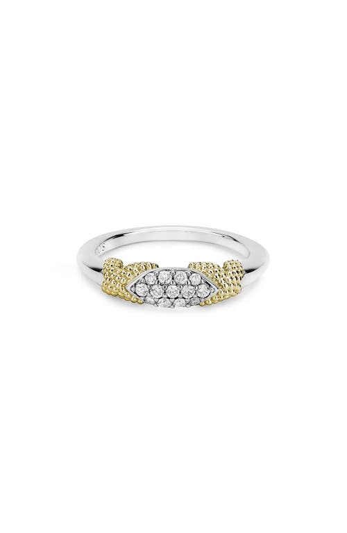 Lagos Sterling Silver & 18k Yellow Gold Caviar Lux Diamond Ring In Two Tone/diamond