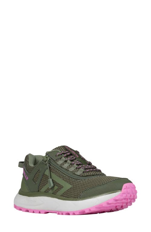 BILLY Footwear Inclusion Trail Sneaker in Olive Green - Pink 