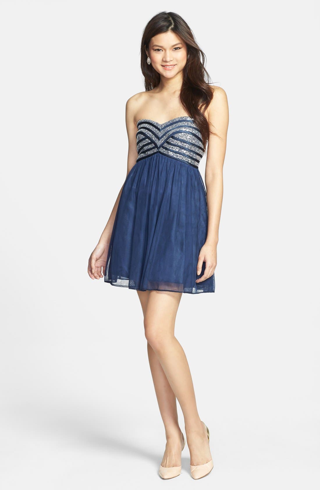 sequin hearts fit and flare dress