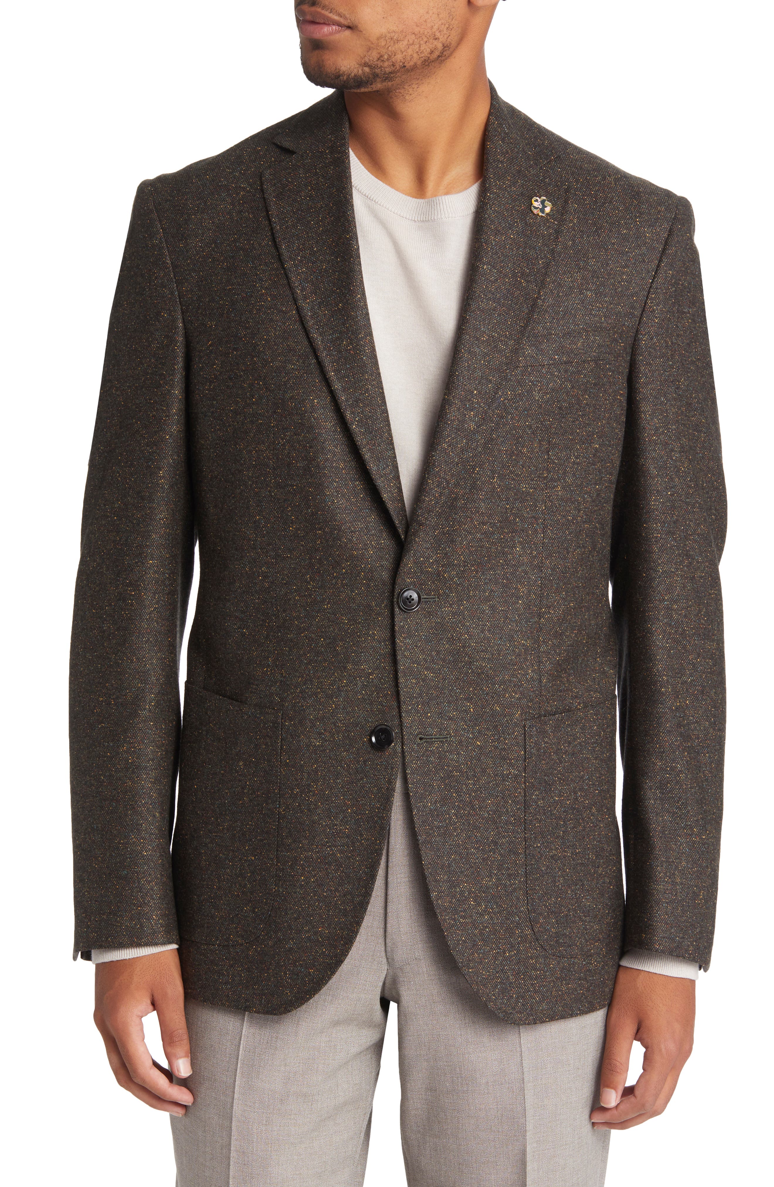 french connection mens mac funnel brushed formal jacket houndstooth