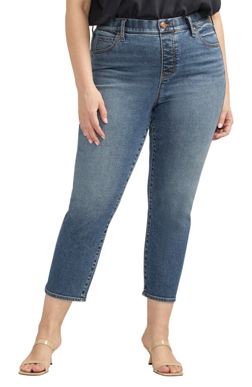 Valentina Pull-On High Waist Crop Straight Leg Jeans in Stargazer Blue