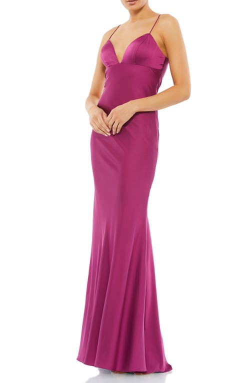 Ieena for Mac Duggal Satin Trumpet Gown in Mulberry