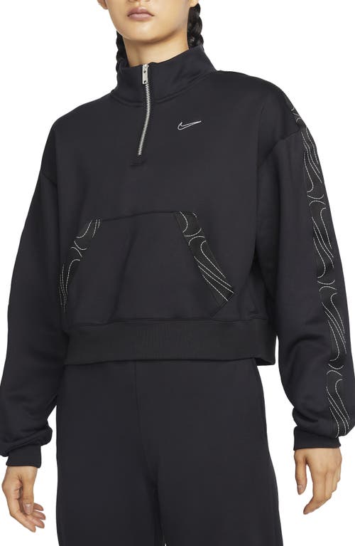 Nike Therma-FIT Half Zip Crop Sweatshirt in Black/Black/Pure Platinum