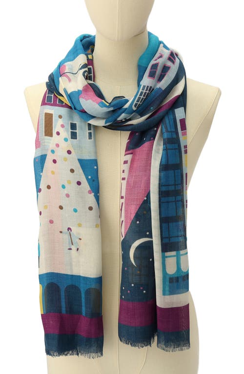 Shop Kate Spade New York Uptown Map Oblong Scarf In Blue Multi