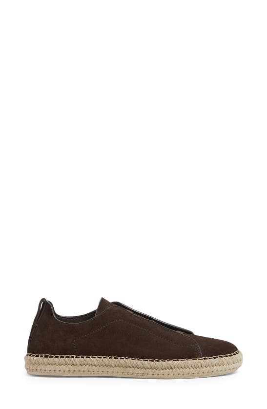 Shop Zegna Triple Stitch Espadrille Slip-on Sneaker In Brown