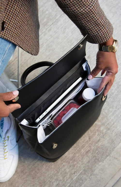 Modern Picnic The Grained Vegan Leather Backpack In Black