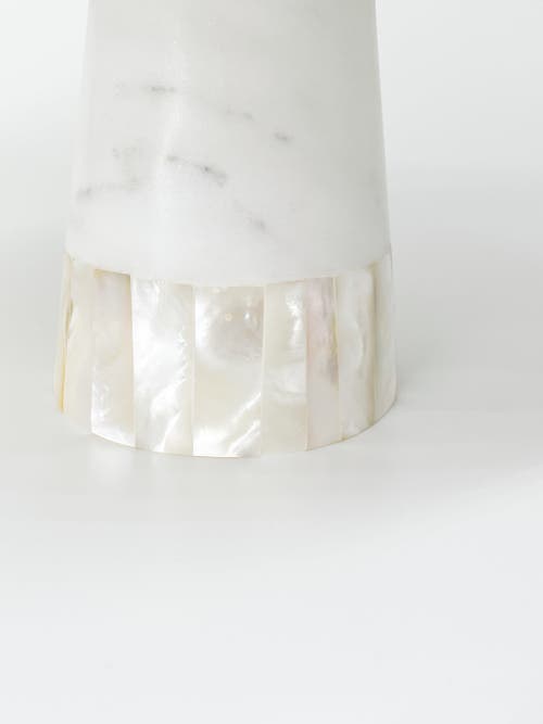 Anaya Marble Cake Stand With Mother Of Pearl Inlay In White