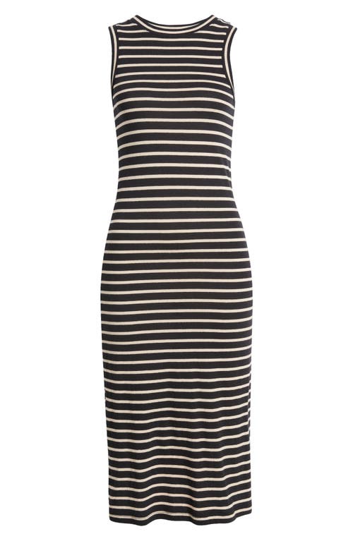 Shop Rails Stripe Cotton Midi Tank Dress In Black Ivory Stripe