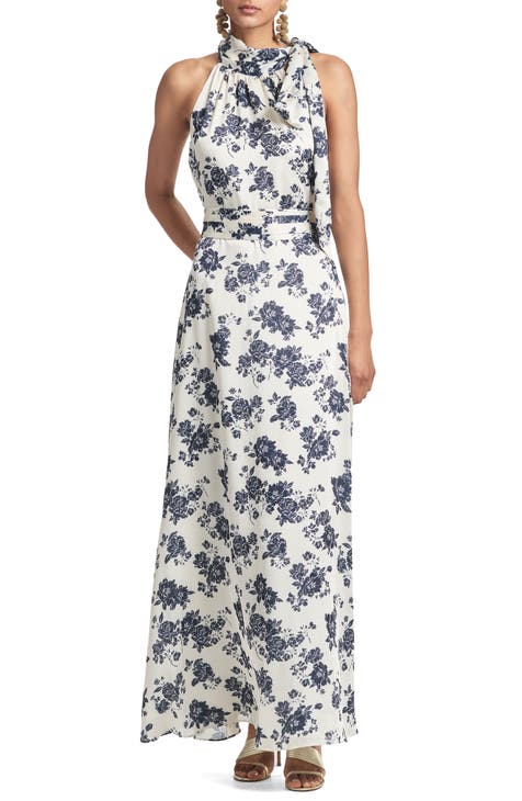 Adrina Maxi Dress In White With Multi Floral – St Frock
