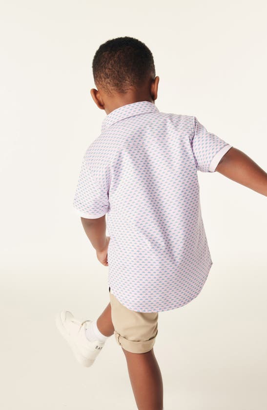 Baker By Ted Baker Kids' Cotton Graphic T-shirt & Print Short Sleeve Button-down Shirt Set In Pink