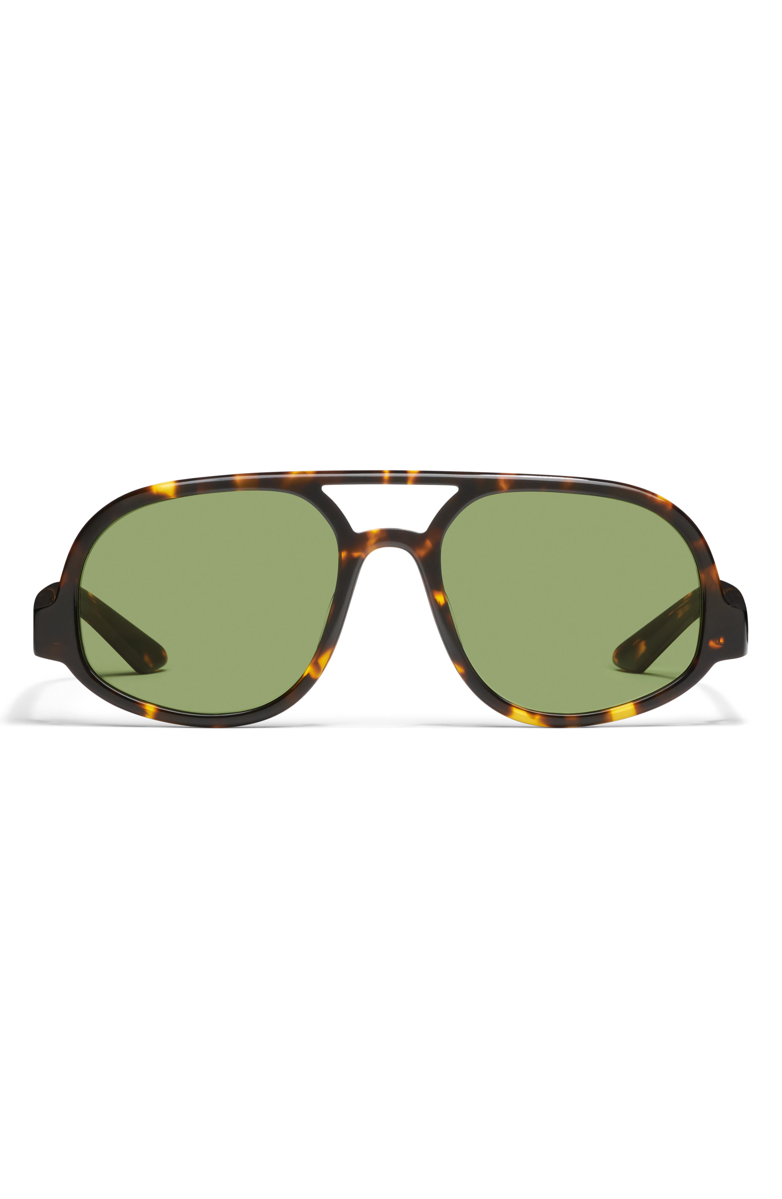 QUAY Jet Set 45mm Small Aviator Sunglasses in Tort Yellow/Forest Cover