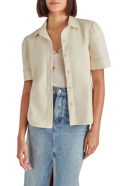 Virginia Faux Leather Button-Up Top