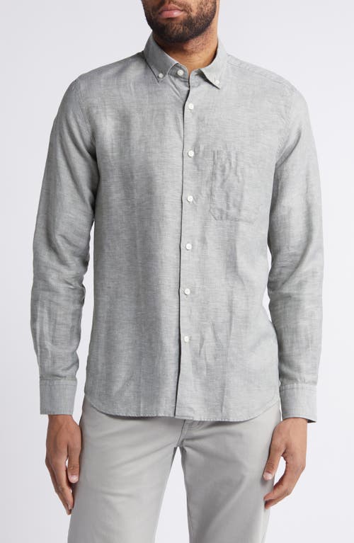 Solid Linen & Lyocell Twill Button-Down Shirt in Sage