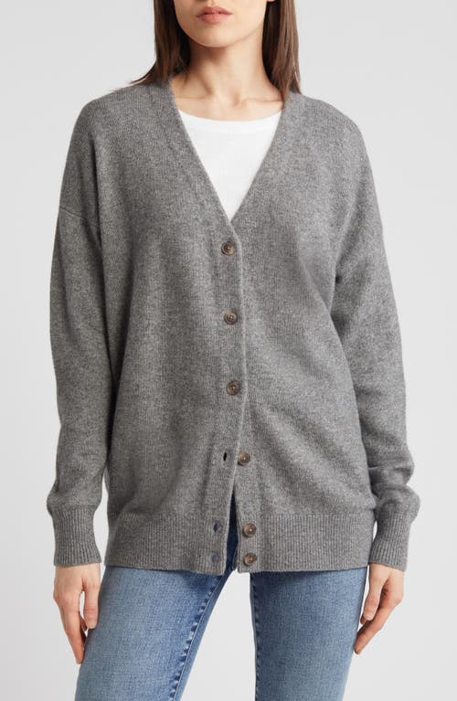 Shop Madewell Relaxed V-neck Wool Blend Cardigan In Heather Pewter